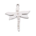 Minimalist silver stainless steel dragonfly pendant with sparkling crystal inlay stones - Silver Large Rhinestone Dragonfly Style (KLJ3671-Z) / Silver