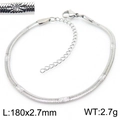 Adjustable silver titanium steel snake chain bracelet with cross-star pattern, 180mm length - Silver-2.7mm Width (KB166321-Z)