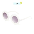 White flower shaped kids sunglasses with purple gradient lenses and C5 color code - White Frame Purple Lens