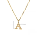 Detail showing dimensions of golden A-letter pendant necklace with 18k gold plating - Letter A / Gold
