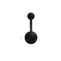 Matte black double ball navel piercing ring with curved stainless steel barbell - Style 21 (Full Matte Black Ball)