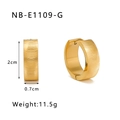 18k gold plated round hoop earrings with textured ripple design for women, 2cm size - Gold Wavy Texture Style (NB-E1109-G)