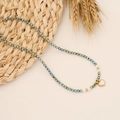Handmade necklace with teal faceted beads and a gold heart pendant with white mother of pearl - 4# Mother of Pearl Heart Style (Teal Beads)