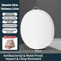 White round PE cutting board with stainless steel handle, 43cm diameter and 3.5cm thickness - Diameter 43cm * Thickness 3.5cm / White
