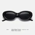 Lunettes de soleil rétro œil de chat monture ovale noir brillant et verres gris - Monture Noir Brillant Verre Gris