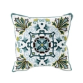 Square Mediterranean embroidery pillow cover in blue and green floral pattern - 45*45cm (No Core) / Pastoral Style 4 (Vintage Blue)