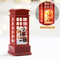 Mini 12cm red LED Santa Claus telephone booth lantern for Christmas tabletop decor - Red Phone Booth Santa