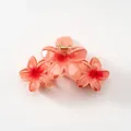 Pink gradient frangipani hair claw clip with pearlescent resin finish for women - Peach Pink Triple Plumeria [11cm]