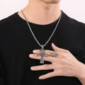 Set gioielli croce Ankh vintage argento con collana motivo serpente e anello coordinato - US 9