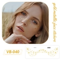 Metallic gold face stickers featuring stars and birds for women, style VB-040 - VB-040 (Gold Metallic) / Gold