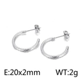 Pendientes de aro en C plateados con textura martillada y tamaño 20x2mm - 20x2mm / Color Acero