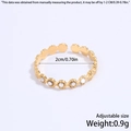Adjustable golden stainless steel ring with white zircon insets and wave design - Gear Wave Style / Gold