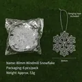 Set of 6 clear 80mm windmill snowflake ornaments with silver strings for Christmas trees - Windmill Snowflake / 80mm