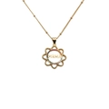 Gold MOM letter pendant necklace with colorful cubic zirconia hollow flower for Mother's Day - MAMA Flower Colorful Zirconia