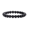 Detail view of 8mm matte black lava stone bead bracelet on a clean white background - Matte Black