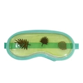Cooling gel eye mask with tropical leaf patterns and mint green elastic strap - Island Green Ice Crystal