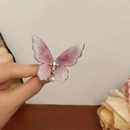 Pink gradient butterfly hair clip with rhinestones and pearl pendant for Hanfu - Pink Gradient Butterfly / Pink