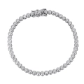 Classic 925 sterling silver 2mm moissanite tennis bracelet with round clear gemstones - 14cm / Zirconia Style / Silver