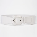 Cintura elastica bianca da donna in pelle PU con fibbia ad ardiglione per abiti - Bianco / 75cm