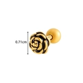 Black and gold rose cartilage stud earring with ball back closure and 0.71cm diameter - Black Gold Rose