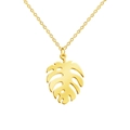 Collier doré avec pendentif feuille de monstera et chaîne en O au style minimaliste - Or Feuille de Palmier