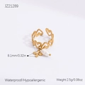 Golden heart-shaped open ring with cross pendant and pearl, waterproof design - Heart Hollow Pearl Cross Ring (JZ21289)