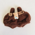 Dunkelbraune Plüsch-Latzhose für 17cm Puppen mit süßen Bären-Patches und B-Buchstabe - Passend für 17cm Puppe / Klavierbär Schärpe Hose / Dunkelkaffee