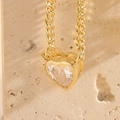 Collier élégant doré avec pendentif en forme de cœur et zircone sur une chaîne fine - Zirconia Cœur (XL2179)