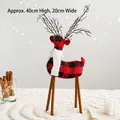 Renne de Noël de 40cm avec motif à carreaux rouges et noirs et bois en forme de branches - Ornement de Renne de Noël / Renne à Carreaux Rouge et Noir