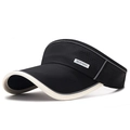 Black sun visor hat with reflective sport label and breathable quick-dry mesh fabric - Adjustable / Black