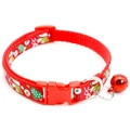 Collier de Noël rouge pour animaux avec motifs fraises et clochette pour chats et chiens - Rouge 2 (Imprimé Floral)