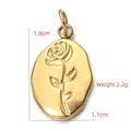Golden oval rose pendant in 18k gold plated finish, 1.8x1.1cm floral embossed charm - BXGPJ120-Oval Rose Pendant