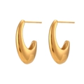 Orecchini a cerchio dorati a forma di U con finitura in metallo lucido e vuoto - Stile Cavo Liscio a Forma di Gancio / Oro