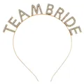Diadema TEAM BRIDE dorada con brillantes pedrería blanca para despedidas de soltera - Dorado-TEAM BRIDE