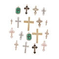 Various cross pendants with rhinestones and colorful enamel for DIY jewelry making - 10# Mixed Cross Pendant Set (18Pcs)