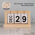 Minimalist wooden flip calendar in natural finish for desktop, DIY assembly model style - Natural Assembly Style