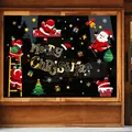 Pegatinas estáticas de Navidad para ventanas con Papá Noel y árboles decorativos - Regalo de Navidad