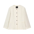 Franse stijl witte tweed jas met getextureerde stof en metalen knopen op witte achtergrond - XS / Wit