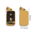 Edelstahl-Tarot-Anhänger in Gold und Schwarz mit Emaille-Finish 26mm x 12,5mm - Schwarz Gold Ruderer
