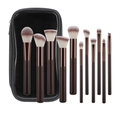 11-teiliges Make-up-Pinsel-Set mit Holzgriffen, Roségold-Hülsen und schwarzer Tasche - 11-teiliges Kaffeeset Mit Tasche