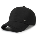 Men's casual black baseball cap with side metal fashion plate on a white background - Black
