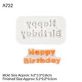 Silikon Happy Birthday Buchstabenform für Fondant- und Schokoladenkuchendeko - 1# Happy Birthday Englisch Stil / Grau