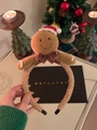 Detailed view of plush gingerbread man Christmas headband with lamb wool texture - 3# Gingerbread Man Headband (JA1746)