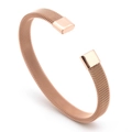 Brazalete abierto de malla de acero inoxidable de 8mm en oro rosa para hombre y mujer - 8mm / Oro rosa