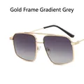 Pilot style sunglasses with gold metal frame and gradient grey lenses in a 45-degree view - Gold Frame Double Grey
