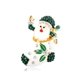 Christmas Santa Claus in white stocking brooch with green crystals and enamel finish - Santa Claus Green Socks (DW107 Green)