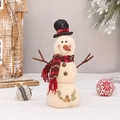 Figurine de bonhomme de neige en lin avec écharpe à carreaux rouges pour décoration Noël - Style YH16519B/Haut-De-Forme Noir/Écharpe À Carreaux Rouge Vert