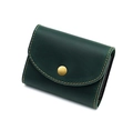 Vintage dark green crazy horse leather wallet with brass buckle and handmade stitching - Crazy Horse Dark Green