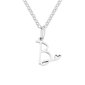 Polished silver stainless steel necklace with artistic letter B pendant and hollow heart - Letter B (B-Silver) / Steel Color