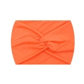 Elastic wide knot headband in bright orange knitted fabric for yoga and fitness - Orange